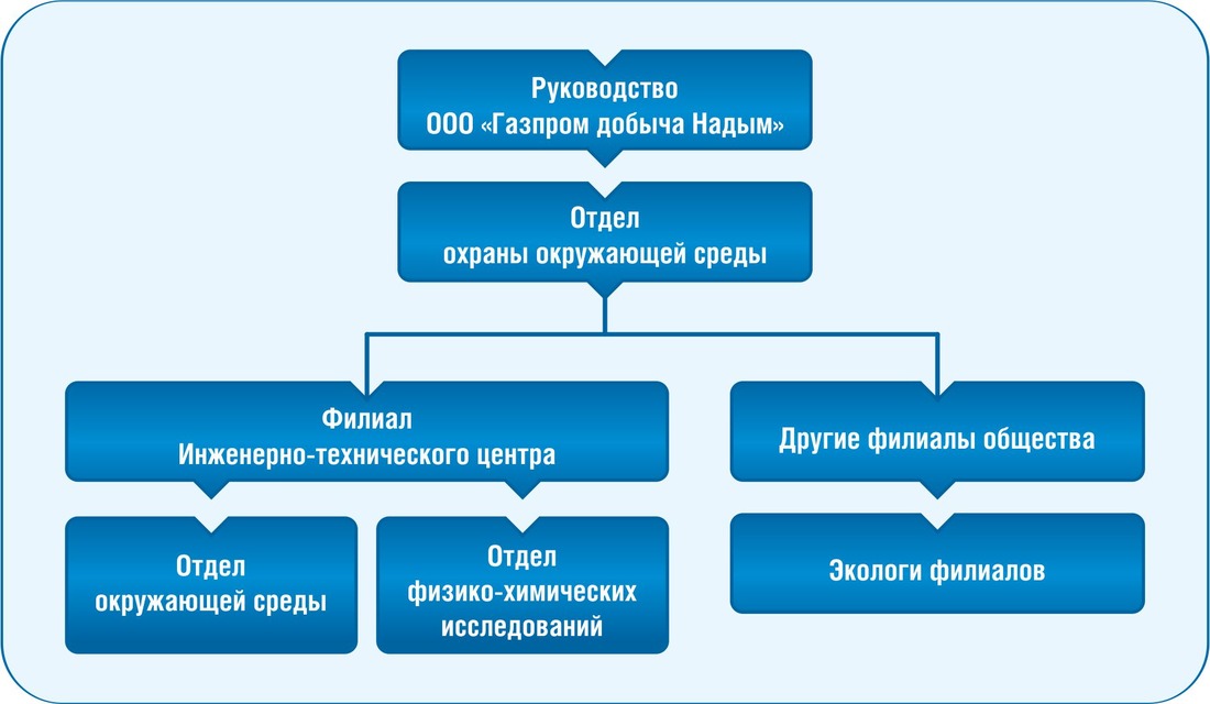 Структура системы управления природоохранной деятельностью ООО «Газпром добыча Надым»