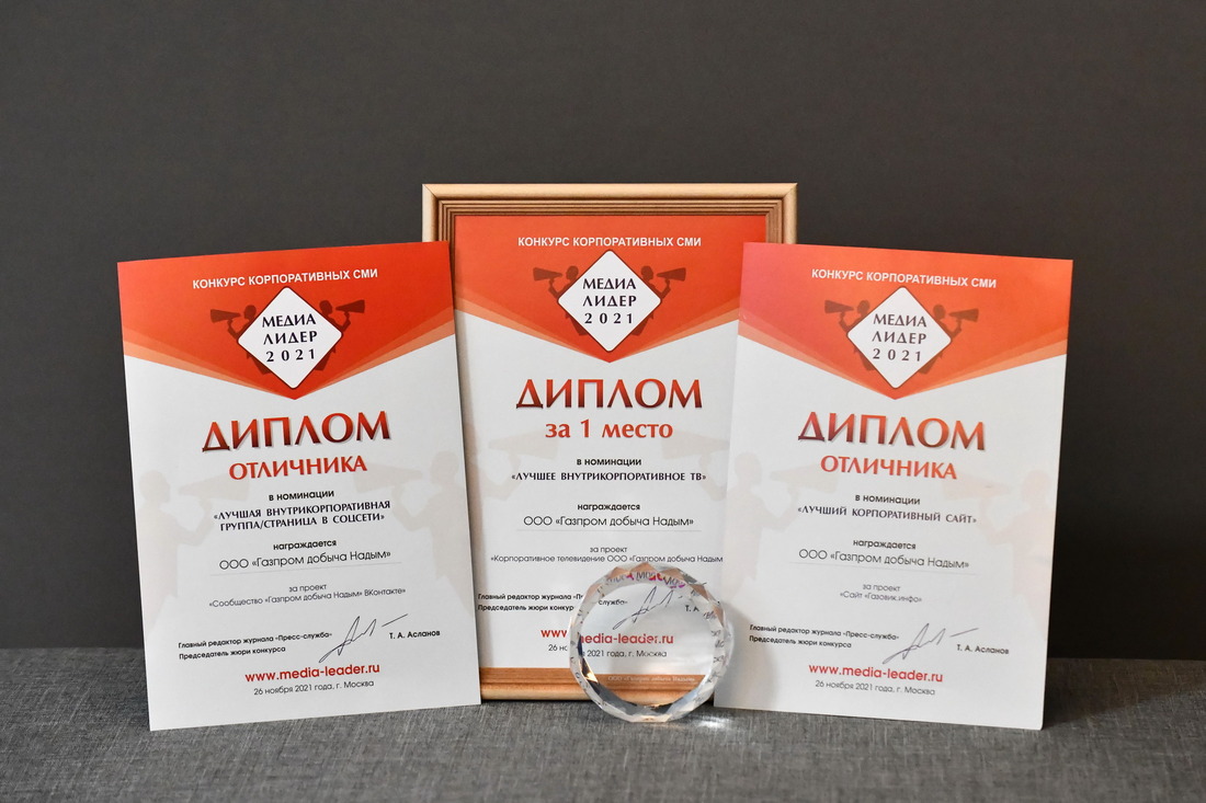 Награды «Газпром добыча Надым» на международном конкурсе «Медиалидер-2021»